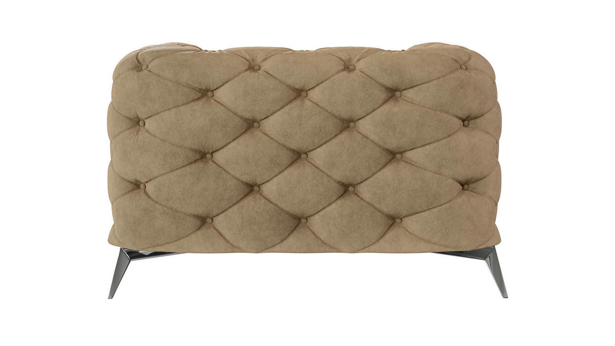 CHESTERFIELD-SESSEL Laura Beige Samt - Beige/Silberfarben, Holz/Textil (125/75/100cm) - S-Style Möbel