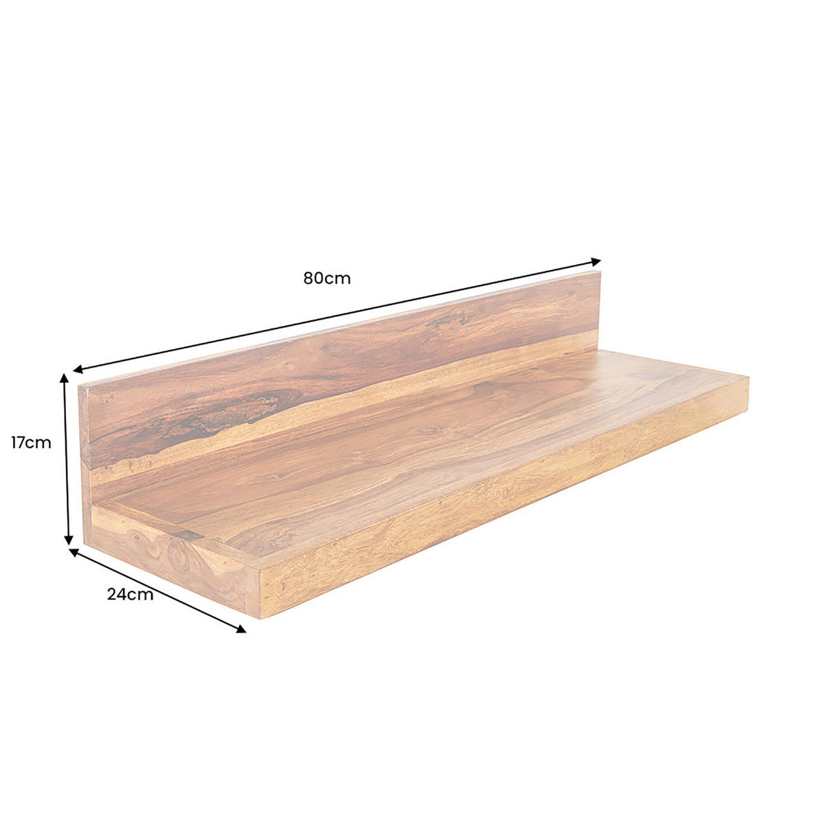 WANDREGAL MAKASSAR Sheesham Natur 80 cm - Braun, Holz (80/17/24cm) - riess-ambiente