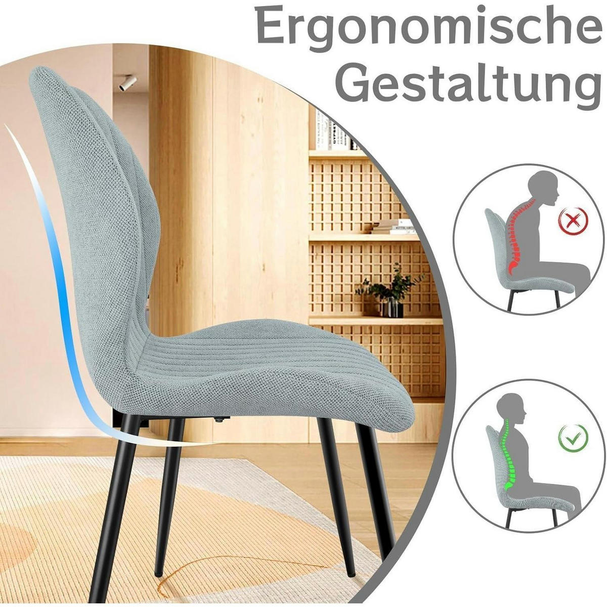 ESSZIMMERSTÜHLE 4er Set Stoff Hellgrau - Grau, Textil (44/88/41cm)