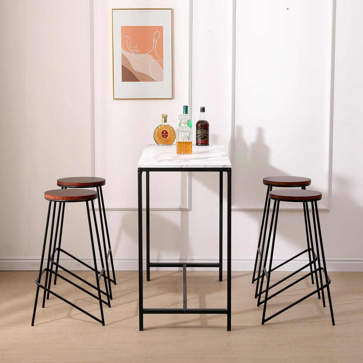 BARHOCKER 4er-Set Holz Braun - Braun, Holz (40/71/40cm) - Nordlys