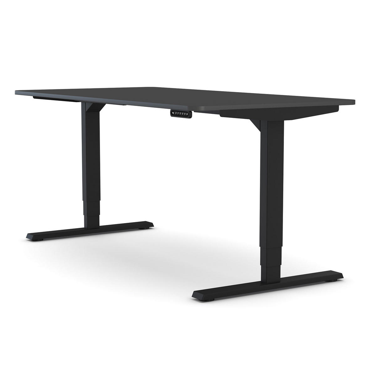 SCHREIBTISCH Elektrisch höhenverstellbarer Schreibtisch Y-Line Curved Anthrazit Schwarz 140/70/62-127cm - Anthrazit/Schwarz, Holzwerkstoff/Metall (70/140/127cm) - ASSMANN