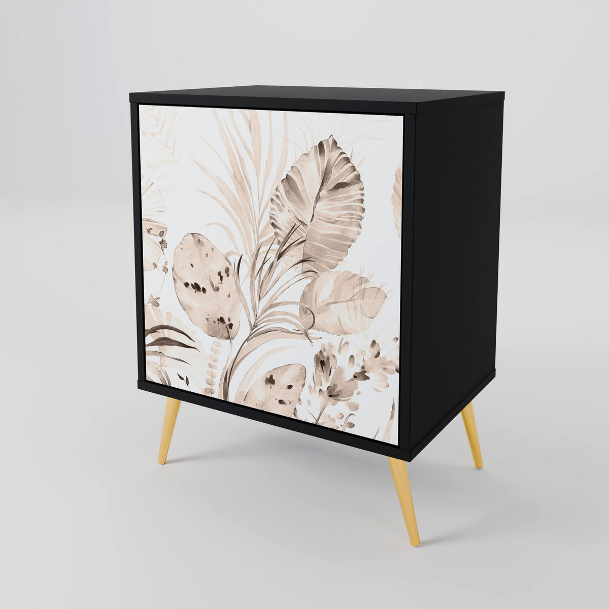 SIDEBOARD WILD TENDERNESS, Schwarz, 57,5x42x67,5 cm, Schwarze Metall-Rahmenfüße - Multicolor/Schwarz, Holzwerkstoff/Metall (57.5/67.5/42cm) - SpaceRebels