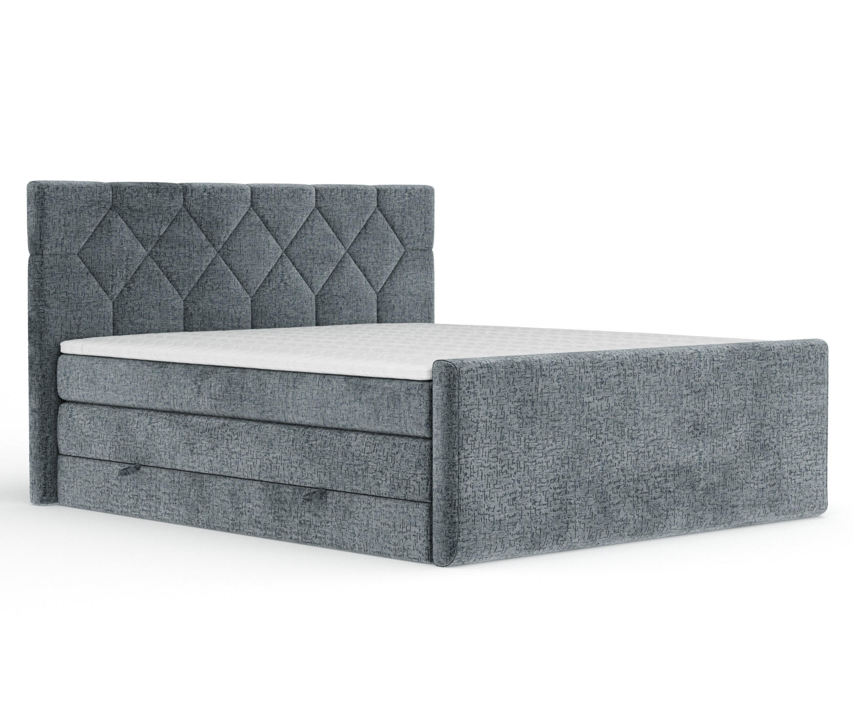 BOXSPRINGBETT Toma Blau Grau 140/200 cm - Blaugrau/Schwarz, Holz/Holzwerkstoff (140/200cm) - Maison de Reve