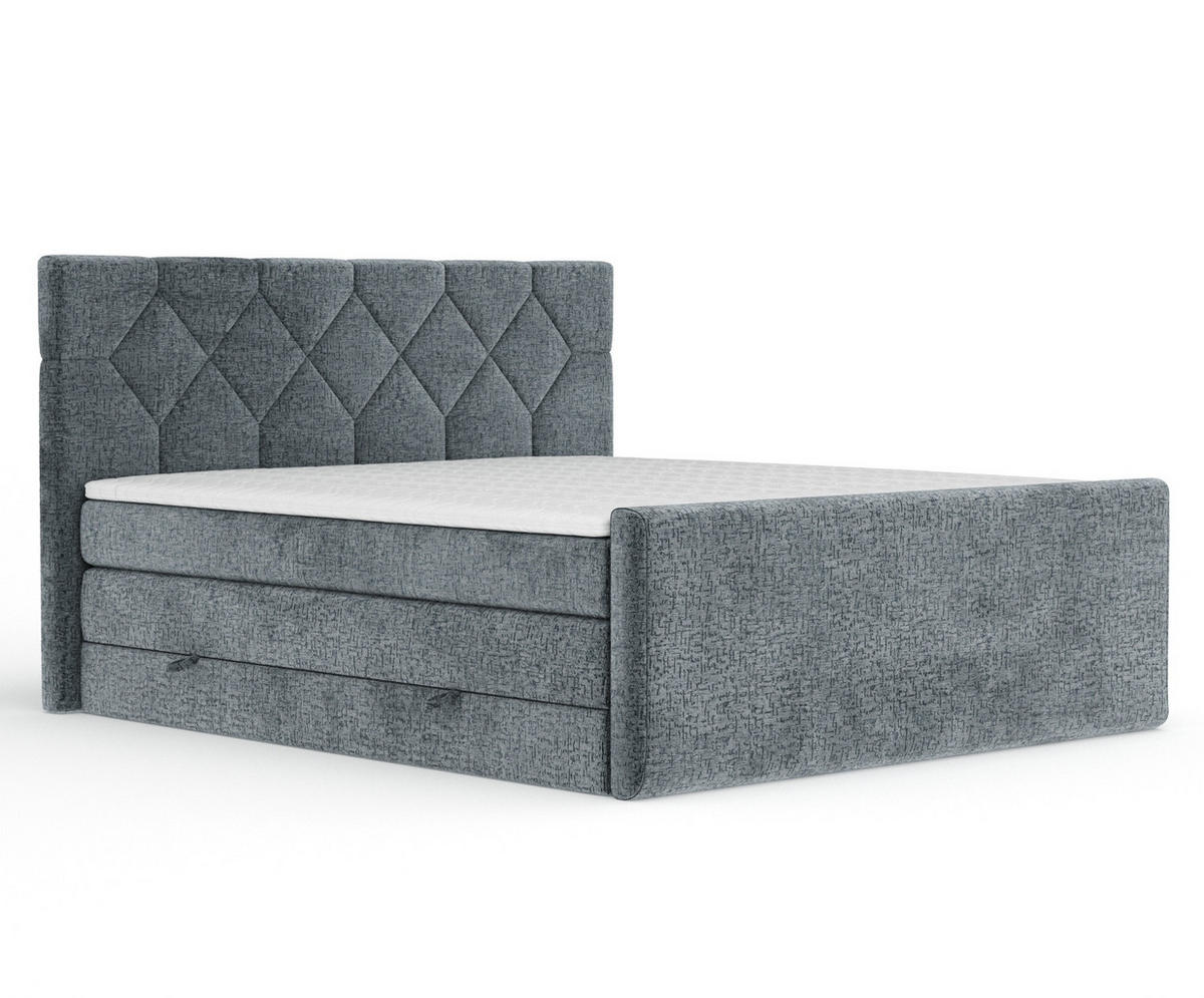 BOXSPRINGBETT Toma Blau Grau 140/200 cm - Blaugrau/Schwarz, Holz/Holzwerkstoff (140/200cm) - Maison de Reve
