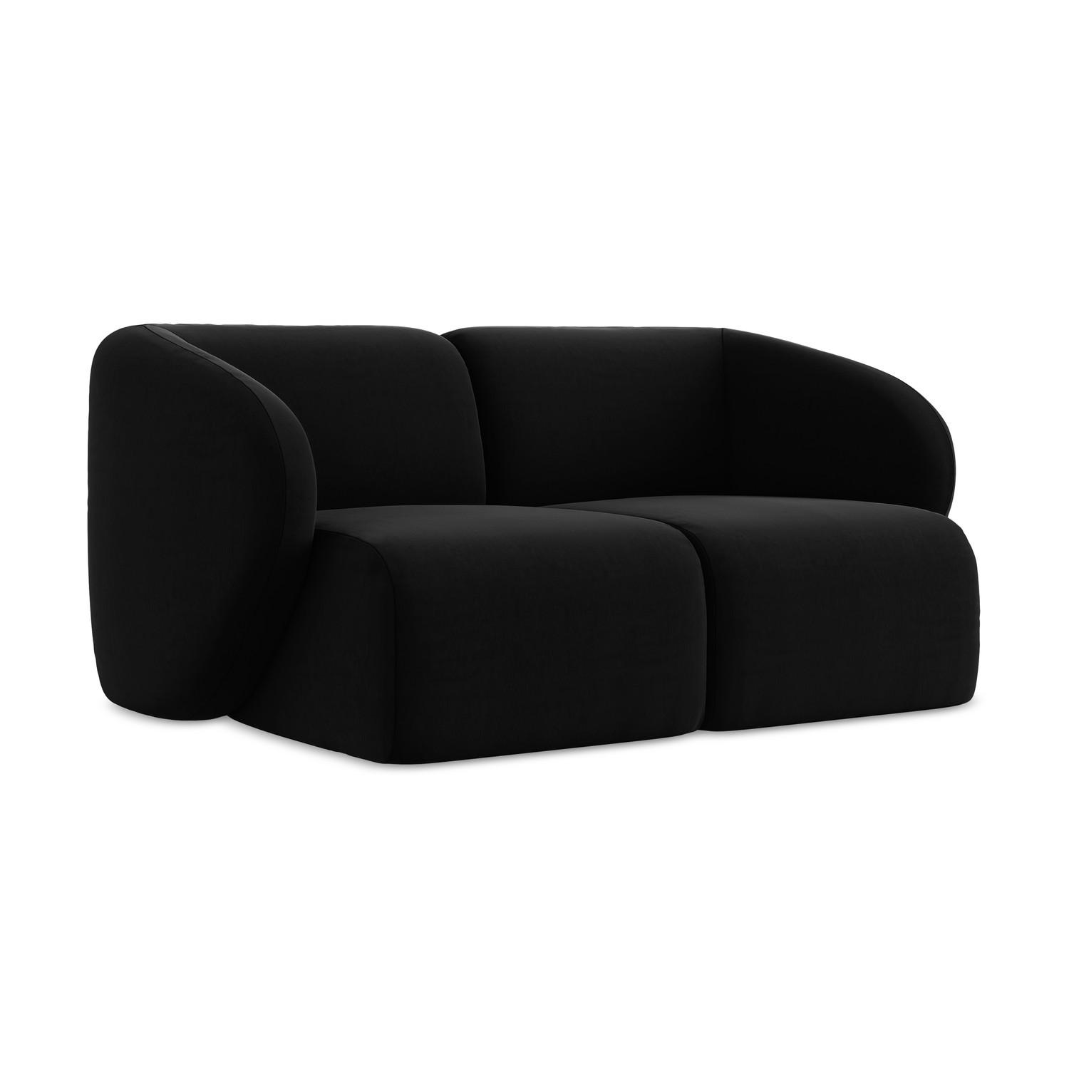 2-SITZER-SOFA Samt Stoff Schwarz - Schwarz, Holzwerkstoff/Kunststoff (174/75/94cm) - LaMiaSofa
