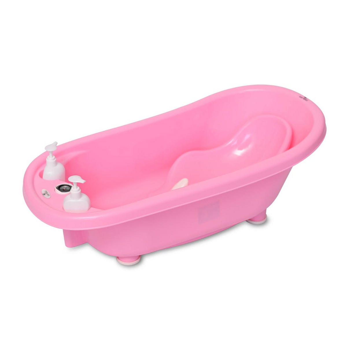 BABYBADEWANNE SET Set-1013082 rosa mit Badewannenständer, Badesitz, Wasserthermometer, Wasserablauf - Rosa, Kunststoff (41/88cm) - Lorelli