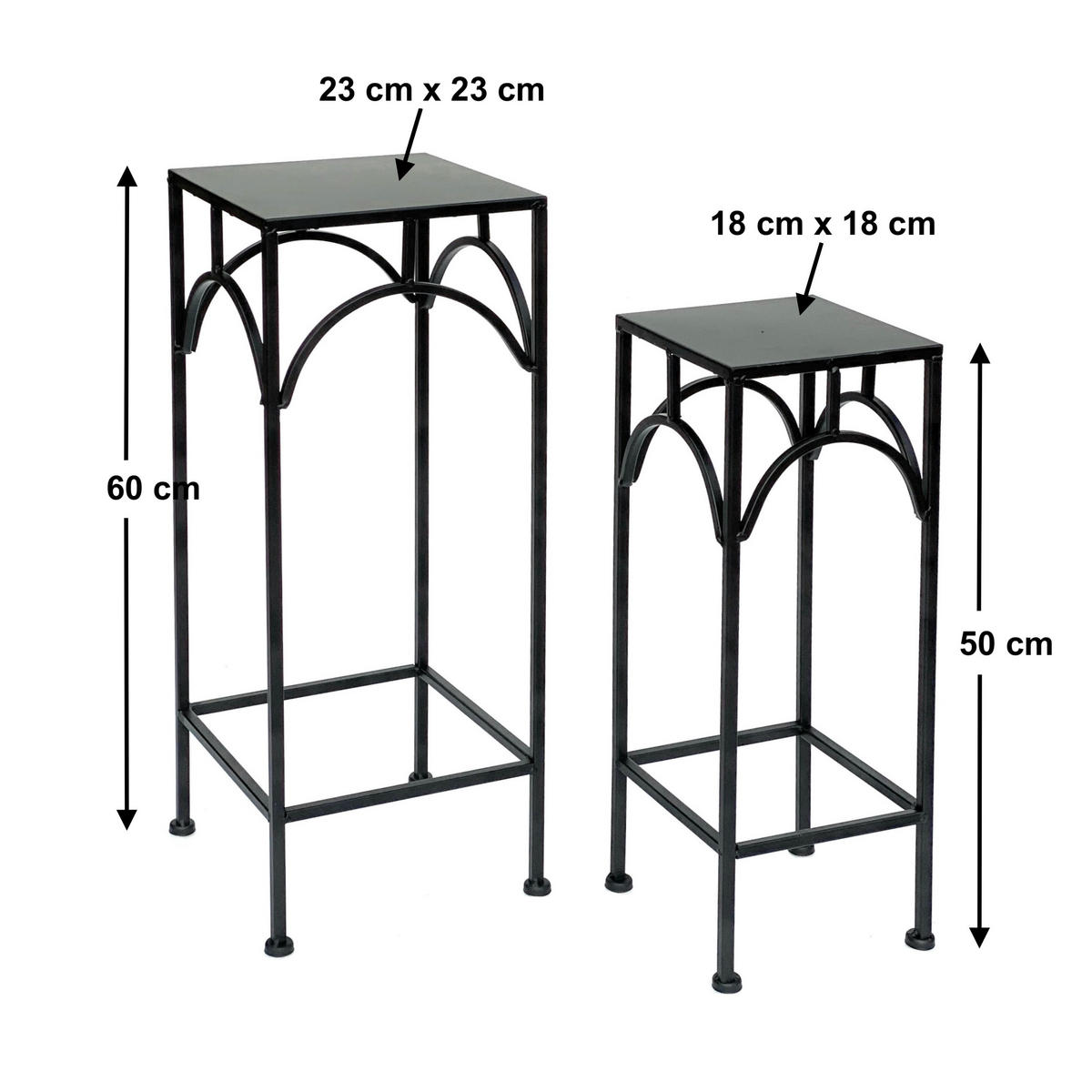 BLUMENHOCKER 2er Set Metall Schwarz Eckig - Schwarz, Metall (18/50/18cm) - DanDiBo
