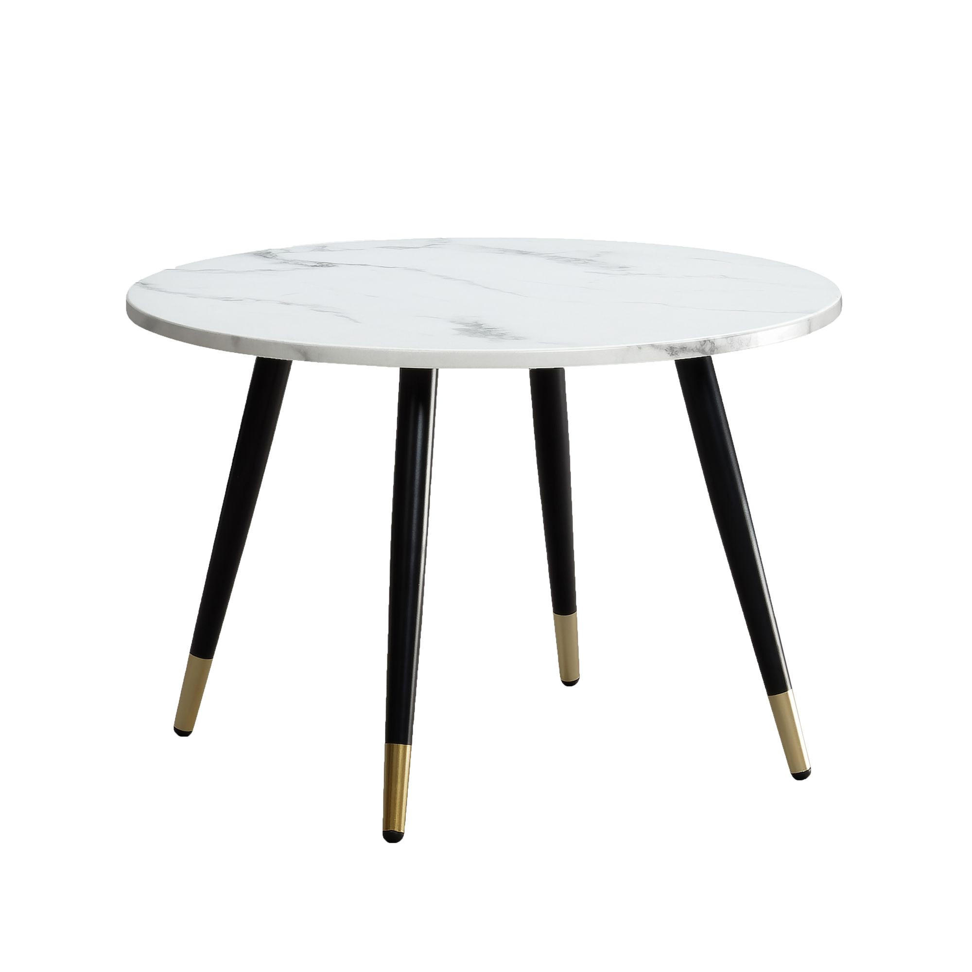 COUCHTISCH mit Marmor Optik, Modernes Design, Metall-Gestell, Runde Form, Weiß 60x60x41 cm - Goldfarben/Weiß, Holzwerkstoff/Metall (60/60/41cm) - KADIMA DESIGN