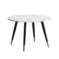COUCHTISCH mit Marmor Optik, Modernes Design, Metall-Gestell, Runde Form, Weiß 60x60x41 cm - Goldfarben/Weiß, Holzwerkstoff/Metall (60/60/41cm) - KADIMA DESIGN