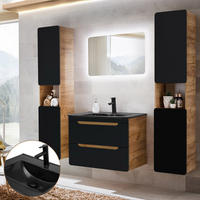 BADMÖBEL-SET 4-TLG. New-luton - Anthrazit, Holzwerkstoff (180/195/46cm) - Lomado