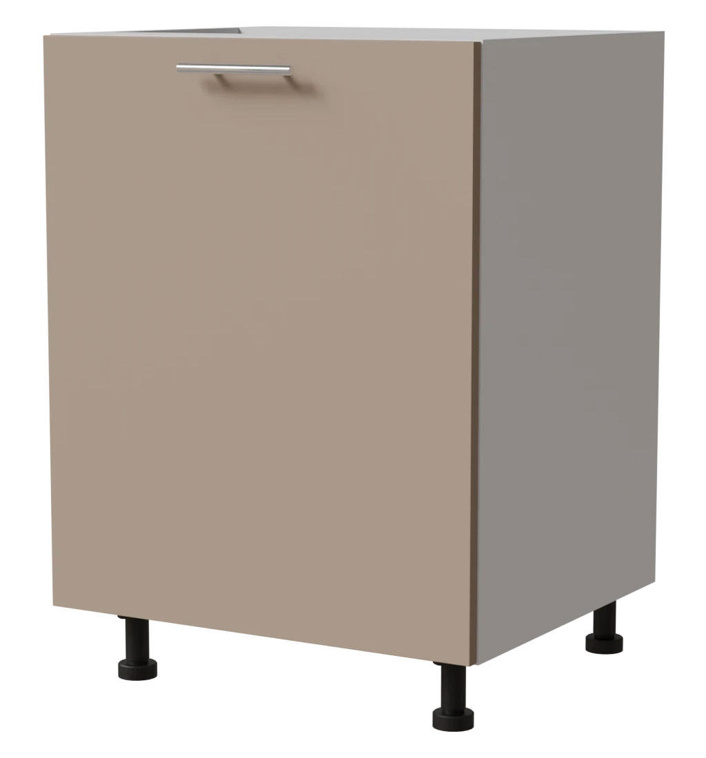 Feldmann-Wohnen Unterschrank Graubraun, Weiß 60x82x50 cm