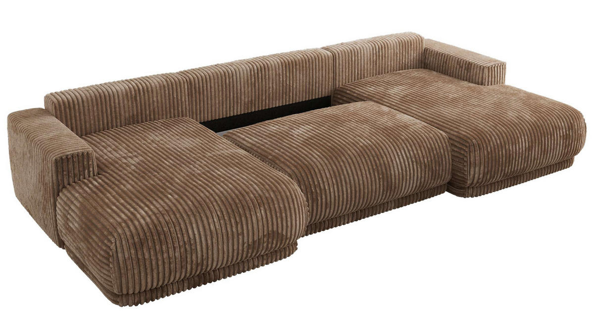 SEDACIA SÚPRAVA RINA U Hnedá Menčester - hnedá/čierna, textil/plast (360/85/170cm) - MKS