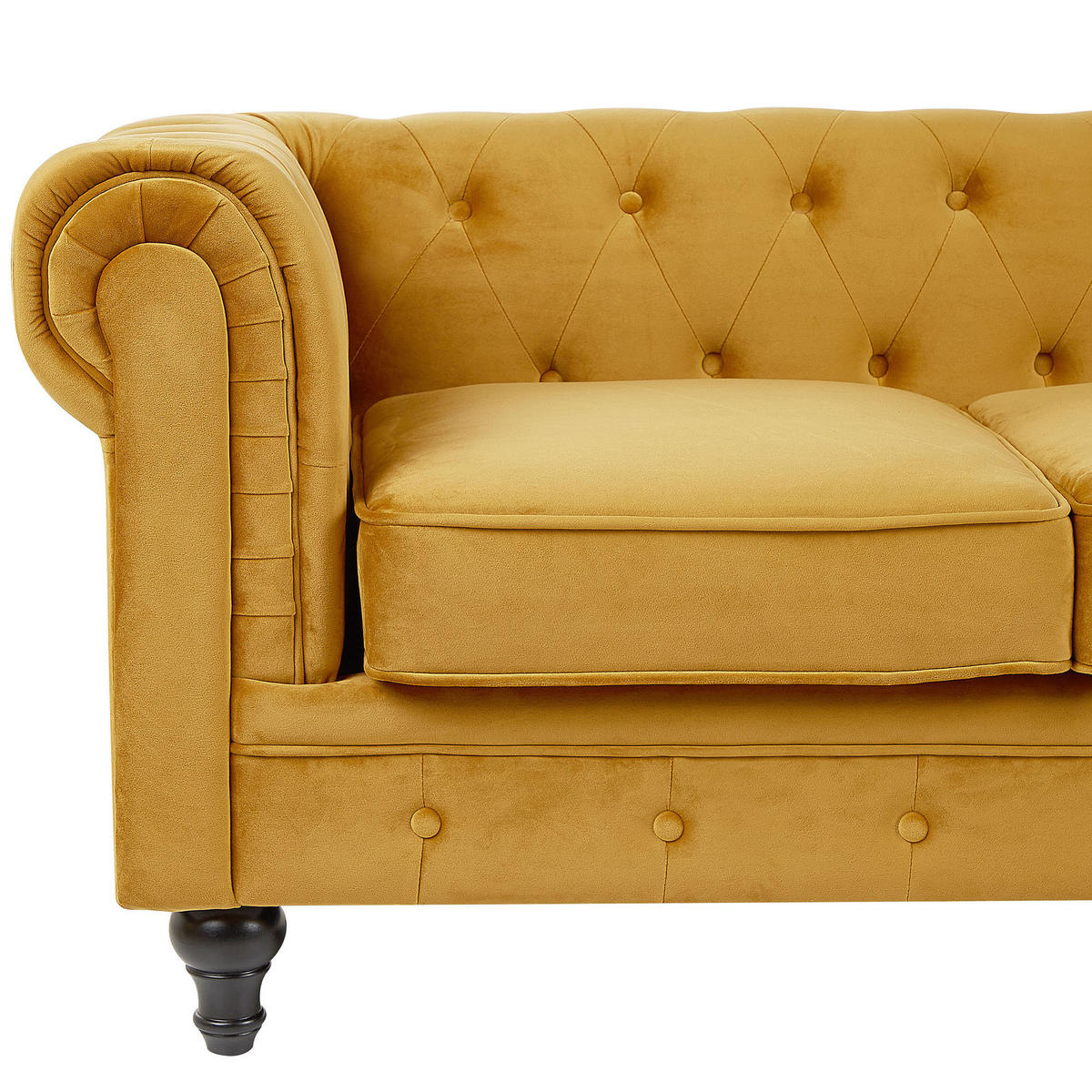 SOFA-SET 4-sitzer Samtstoff Gelb Chesterfield - Goldfarben, Textil (201/70/75cm) - Beliani