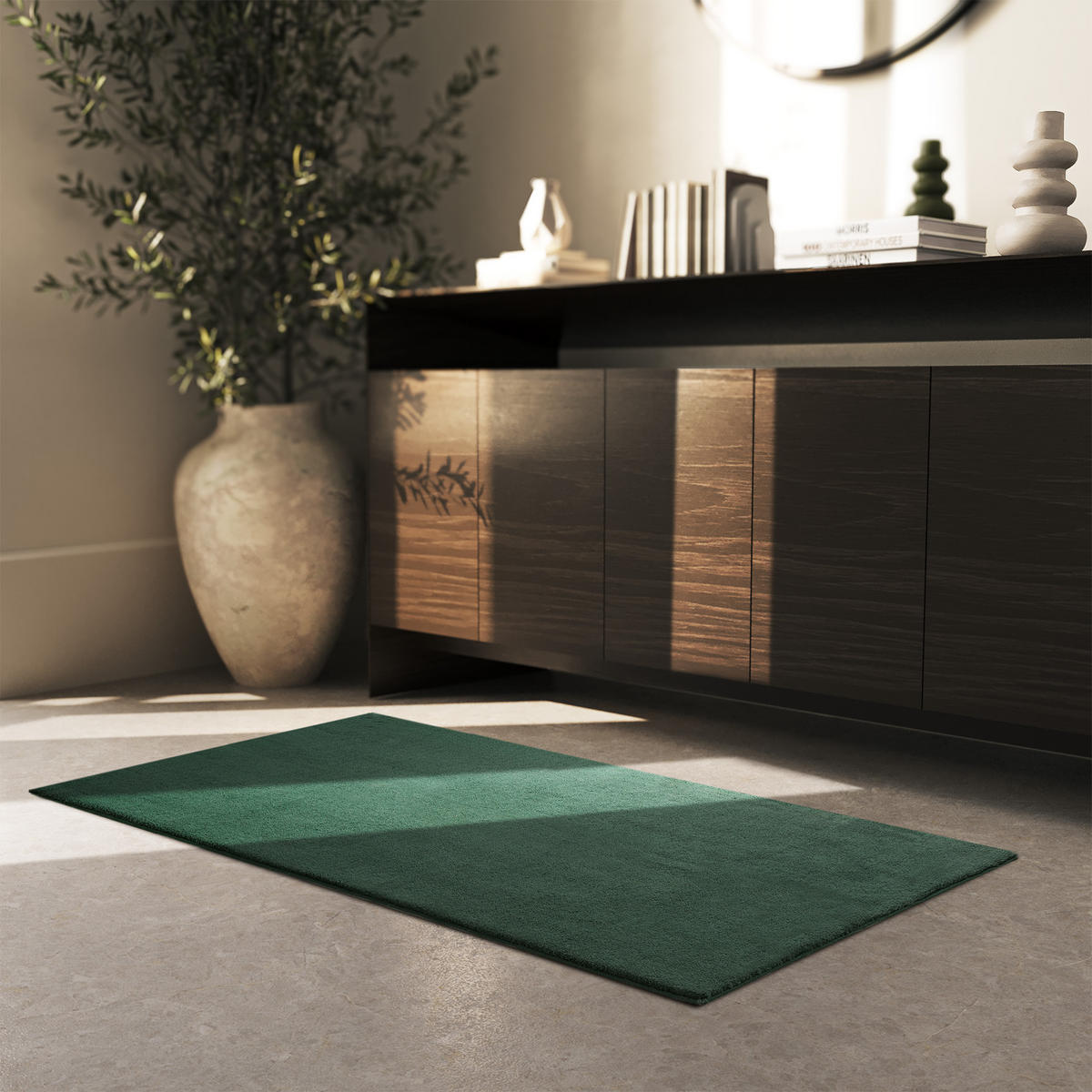 KURZFLORTEPPICH Soft Zone,rutschfeste Unterseite,grün - Grün, Kunststoff (150/80cm) - tectake