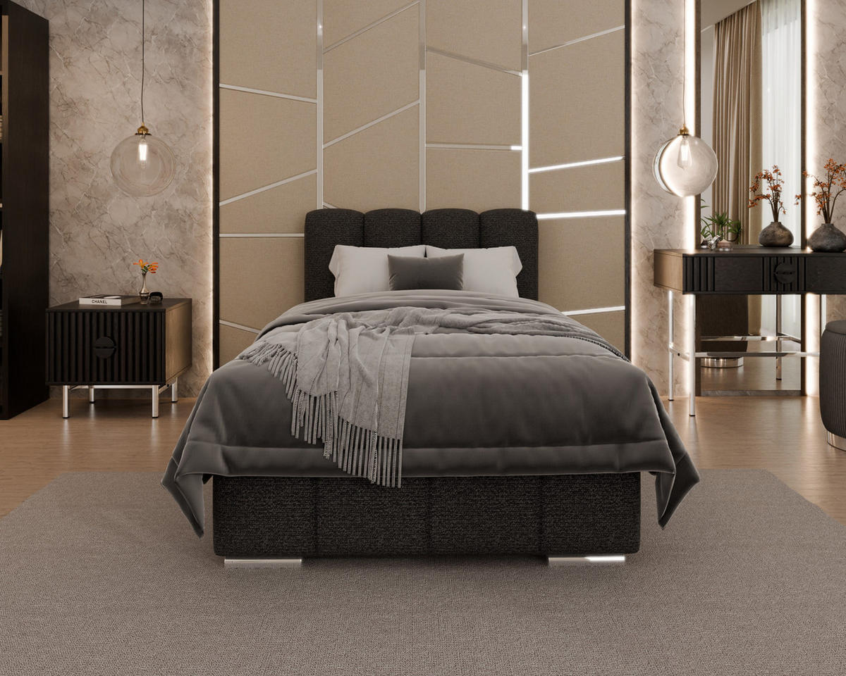 POLSTERBETT Zaira 100x200cm – Elegantes Polsterbett für modernen Wohnstil , ohne matratze, schwarz - Schwarz, Holz (100/200cm) - Homesy
