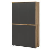 MEHRZWECKSCHRANK grau, Evoke Eiche 105 x 175 cm, Stauraumschrank 6-türig mit 18 Fächern - Eichefarben/Schwarz, Holzwerkstoff/Kunststoff (105/175/37cm) - Inn.Furn