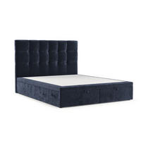 POLSTERBETT Guam mit Stauraum 160/200 cm Marineblau im Lotta Stoff - Schwarz/Dunkelblau, Holz/Holzwerkstoff (160/200cm) - AltaBeds