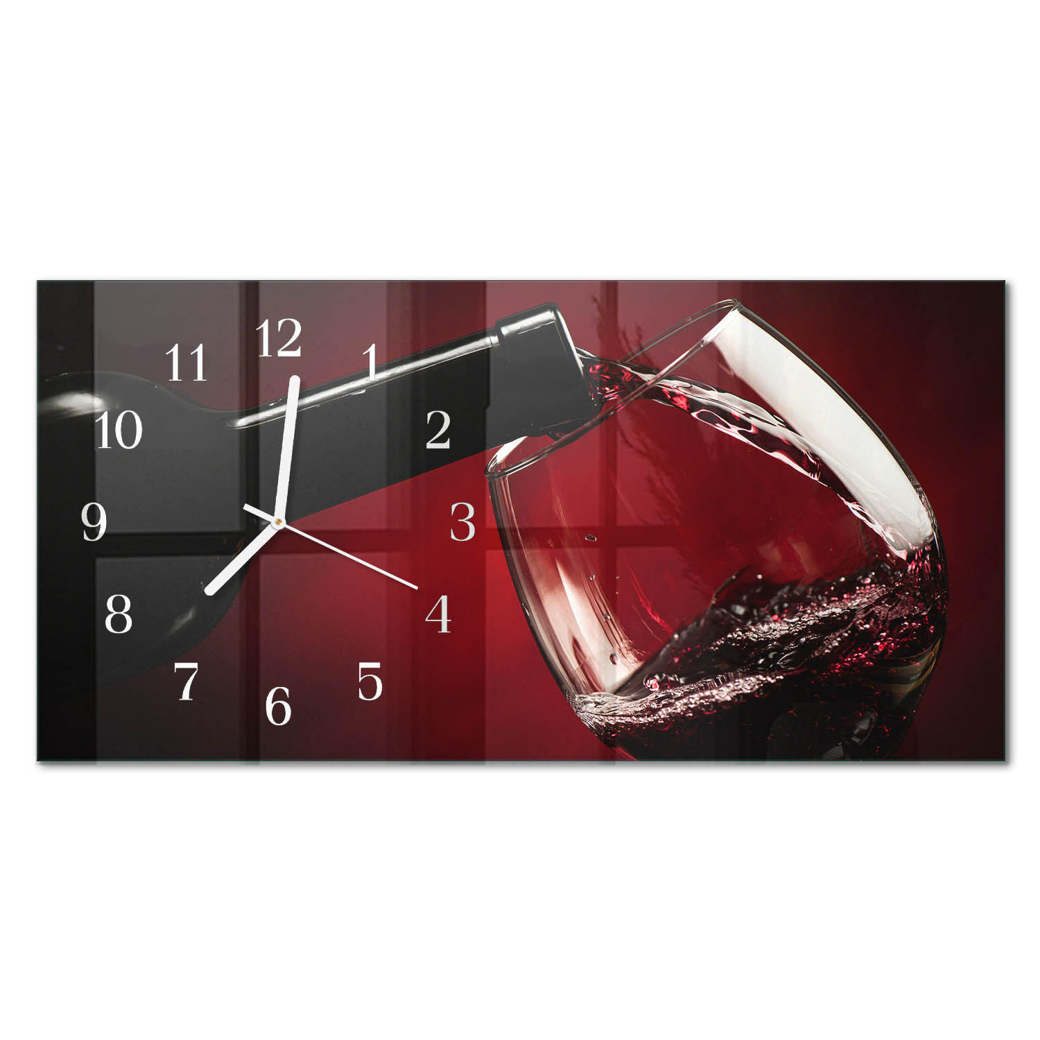WANDUHR 60x30 cm - Steine - Rot, Glas (60/30/0.4cm) - TULUP