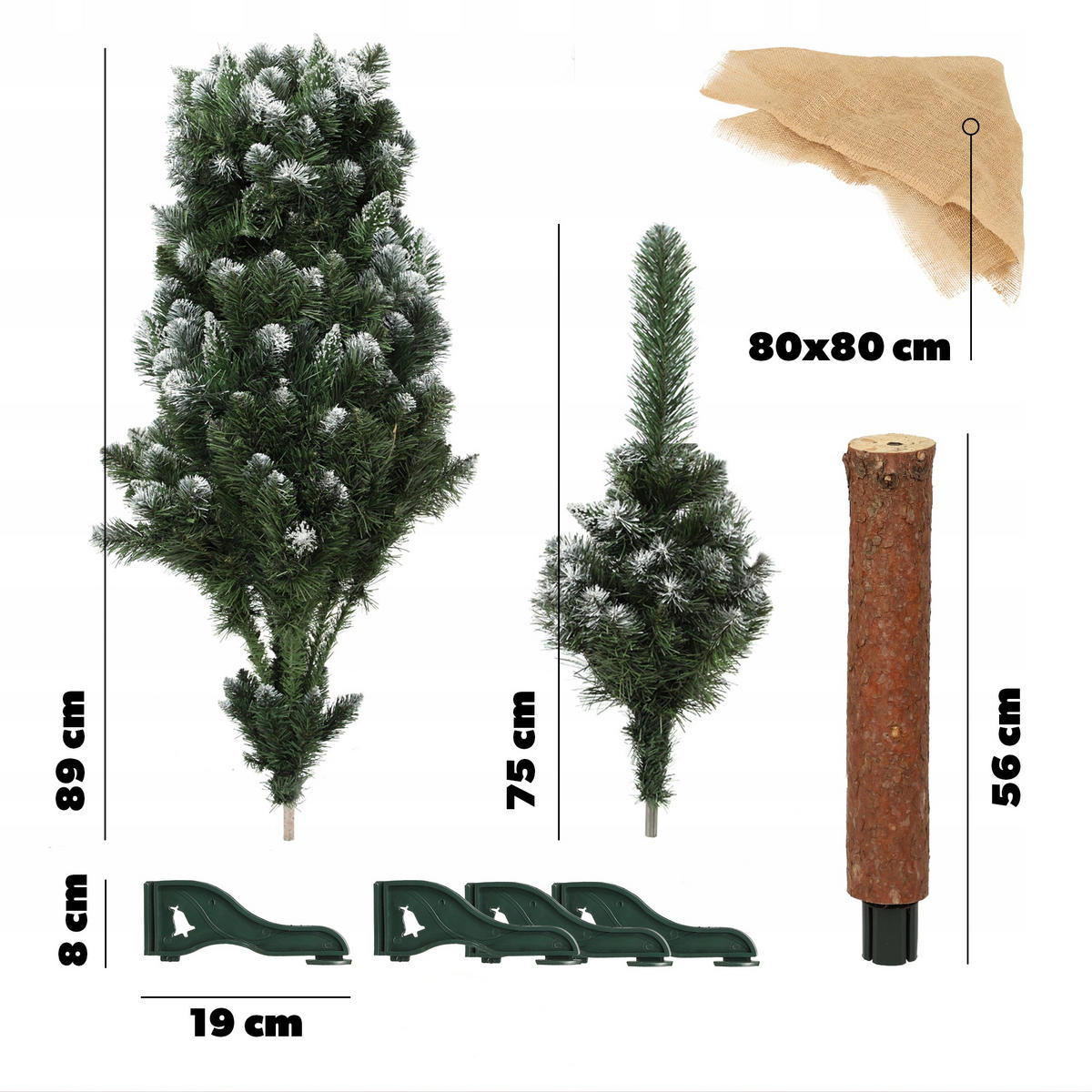 KADAX Künstlicher Weihnachtsbaum auf Stamm, Diamant, 220 cm, Kiefer - Grün, Holz/Kunststoff (220cm) - KADAX