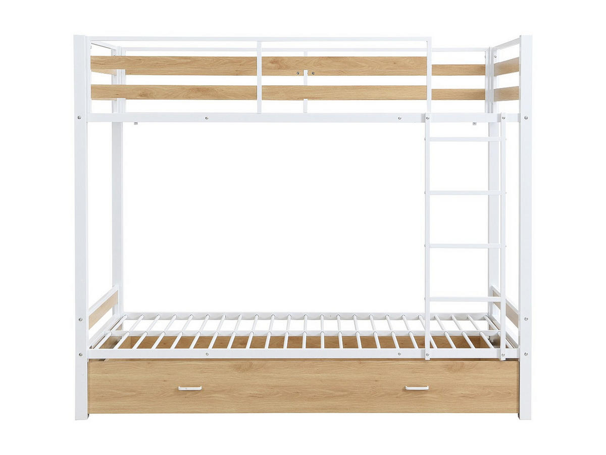 ETAGENBETT - 2 Personen-Sitzer - Metall - Naturfarben Hell, Weiß - - Naturfarben/Weiß, Metall - Vente-Unique