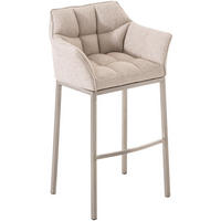 BARHOCKER Stoff elfenbein - Edelstahlfarben/Creme, Textil/Metall (64/110/48cm) - CLP