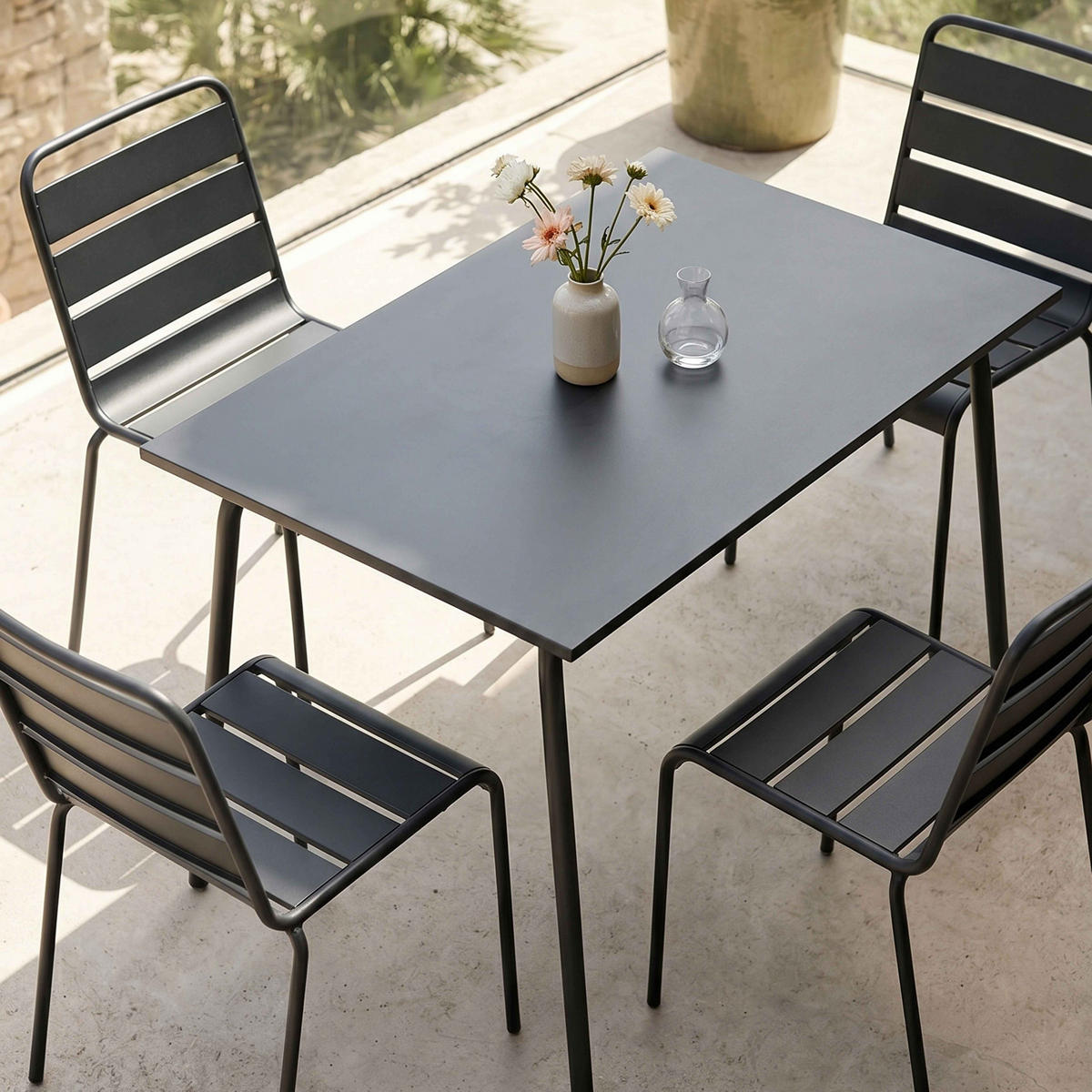 GARTENSET 5-tlg., Grau - Grau, Metall - Oviala