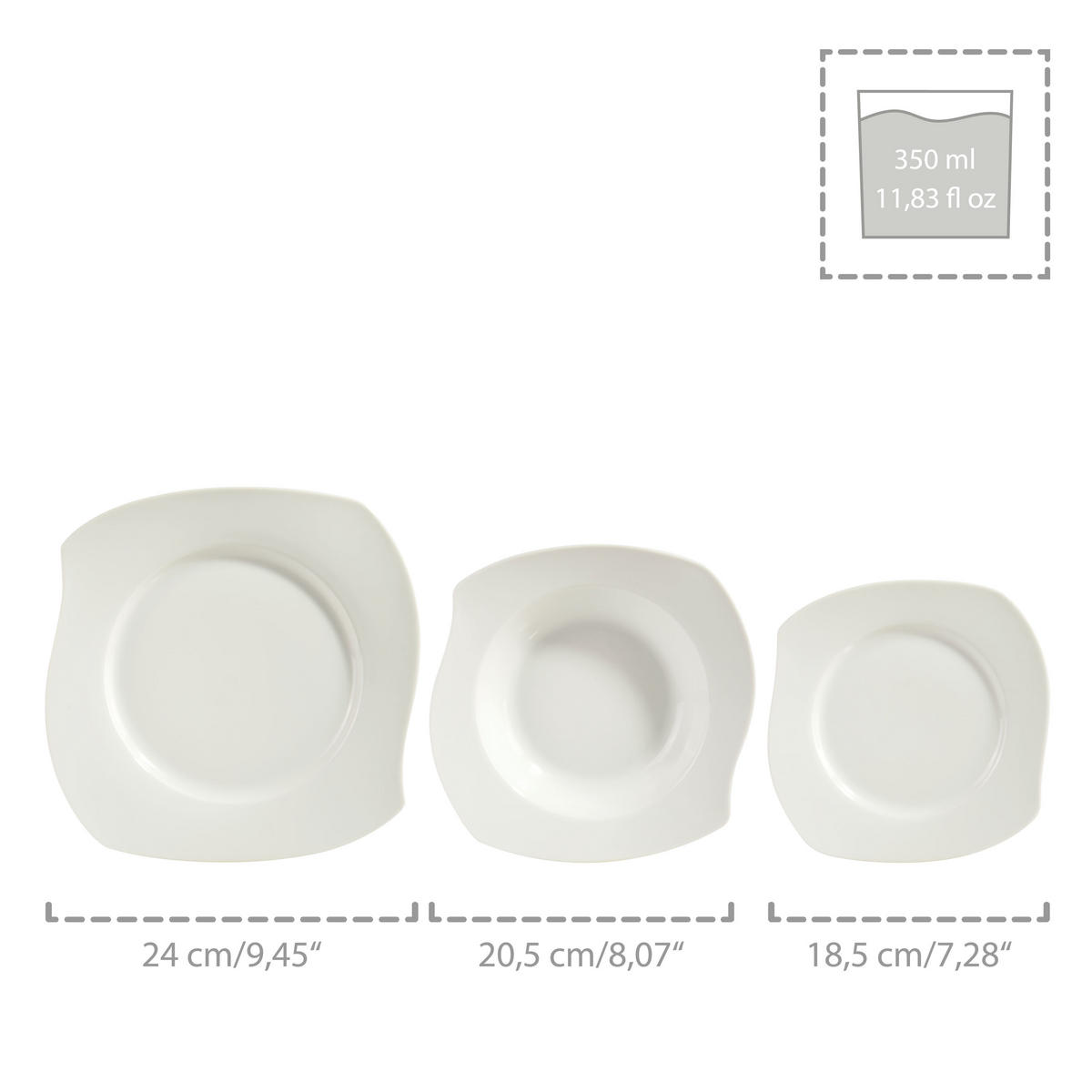 TAFELSERVICE AVALON - 18 teilig aus Porzellan - Weiß, Keramik (28/29/36cm) - Sänger