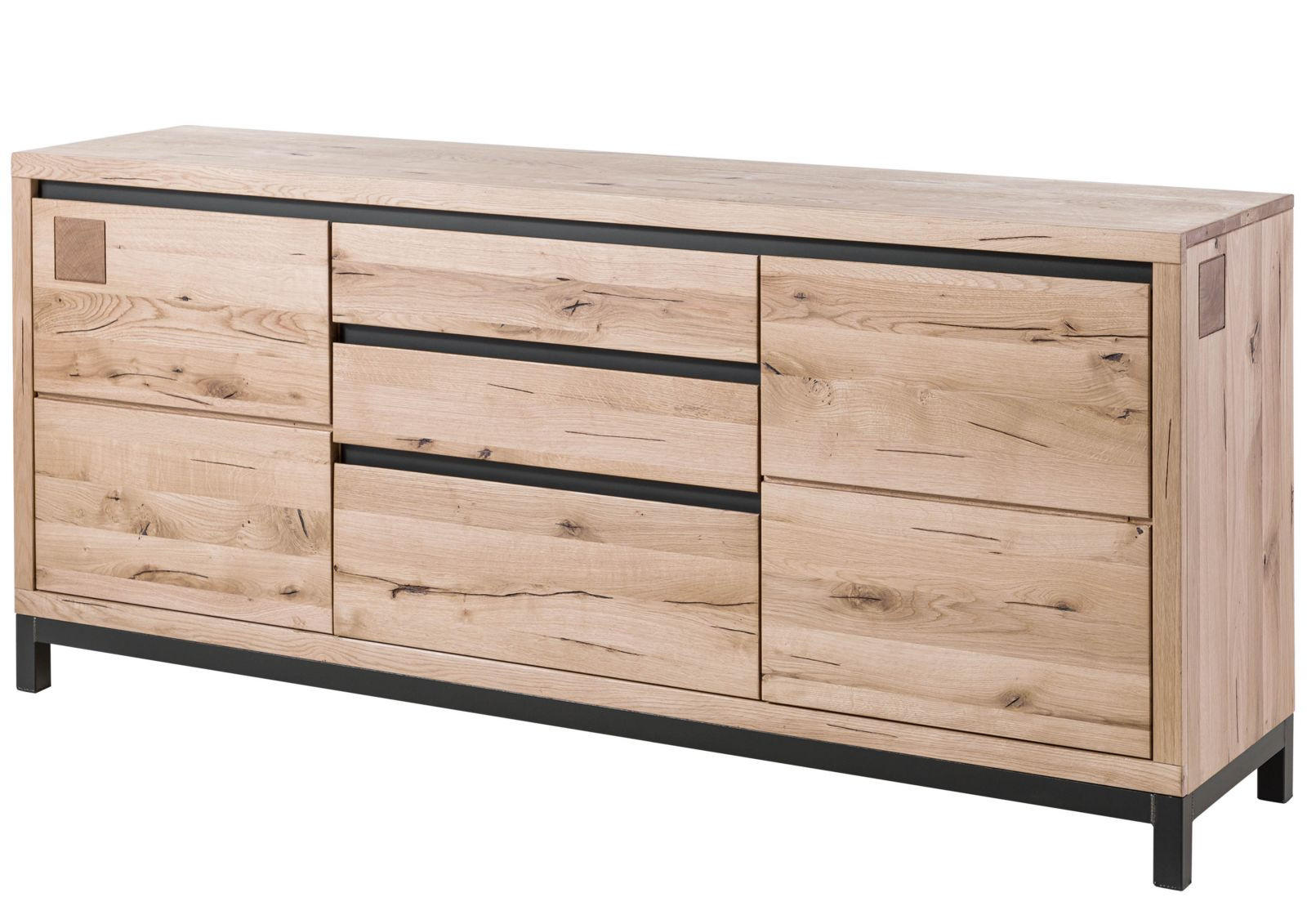 SIDEBOARD Wildeiche 190x45x85 bianco geölt VILLANDERS #251 - Beige, Holz (190/85/45cm) - Massivmoebel24