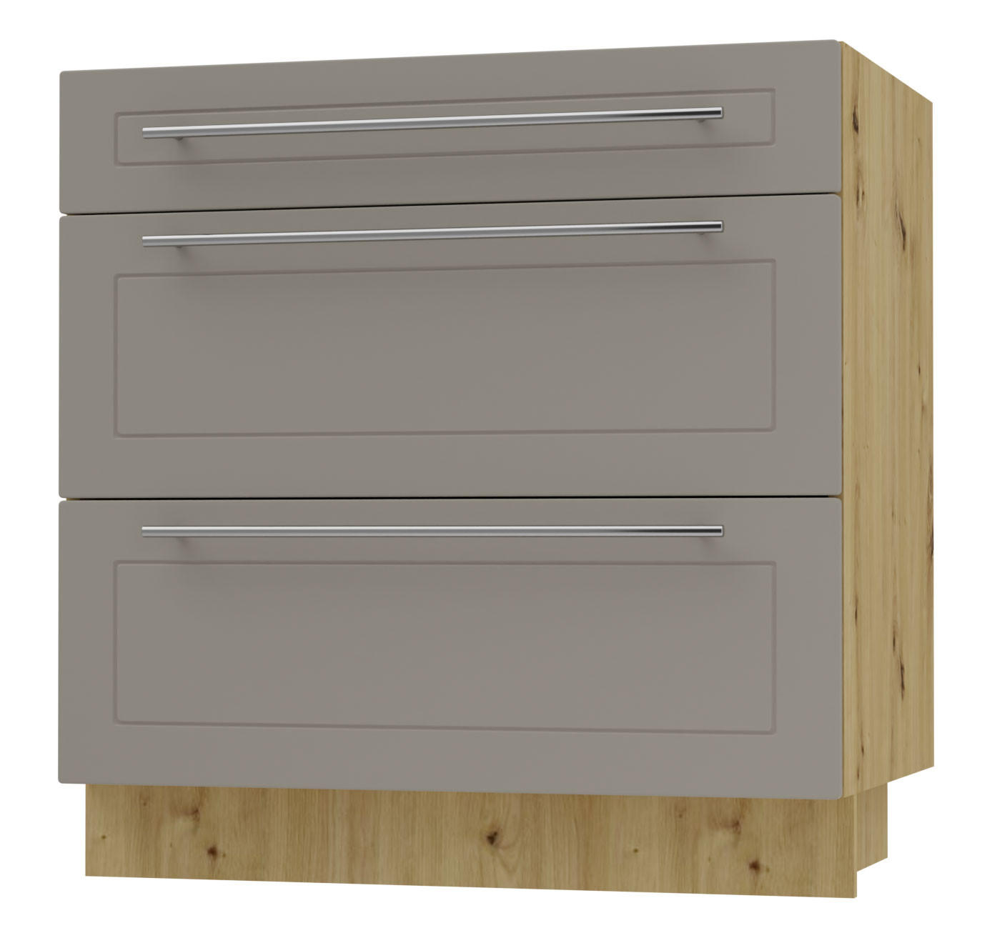 SCHUBLADENUNTERSCHRANK Kvantum D3A/80 80 / 50 / 82cm - Beige/Eiche Artisan, Holz/Holzwerkstoff (80/82/50cm) - Feldmann-Wohnen