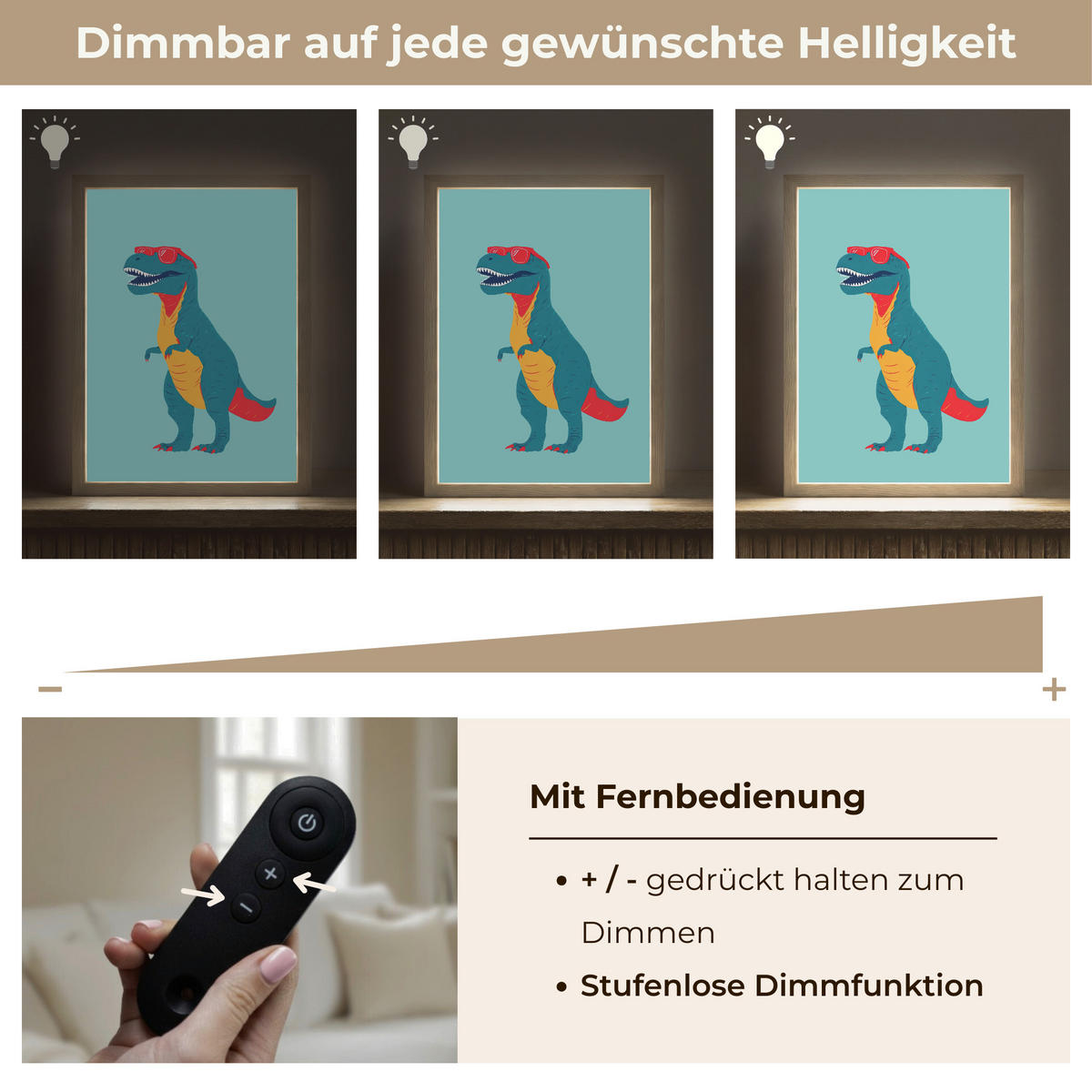 NACHTTISCHLAMPE MIT AKKU Dinosaurier - Blau - Sonnenbrille 30x40 cm - Hellblau, Holzwerkstoff (8/30/40cm) - OnlyWow