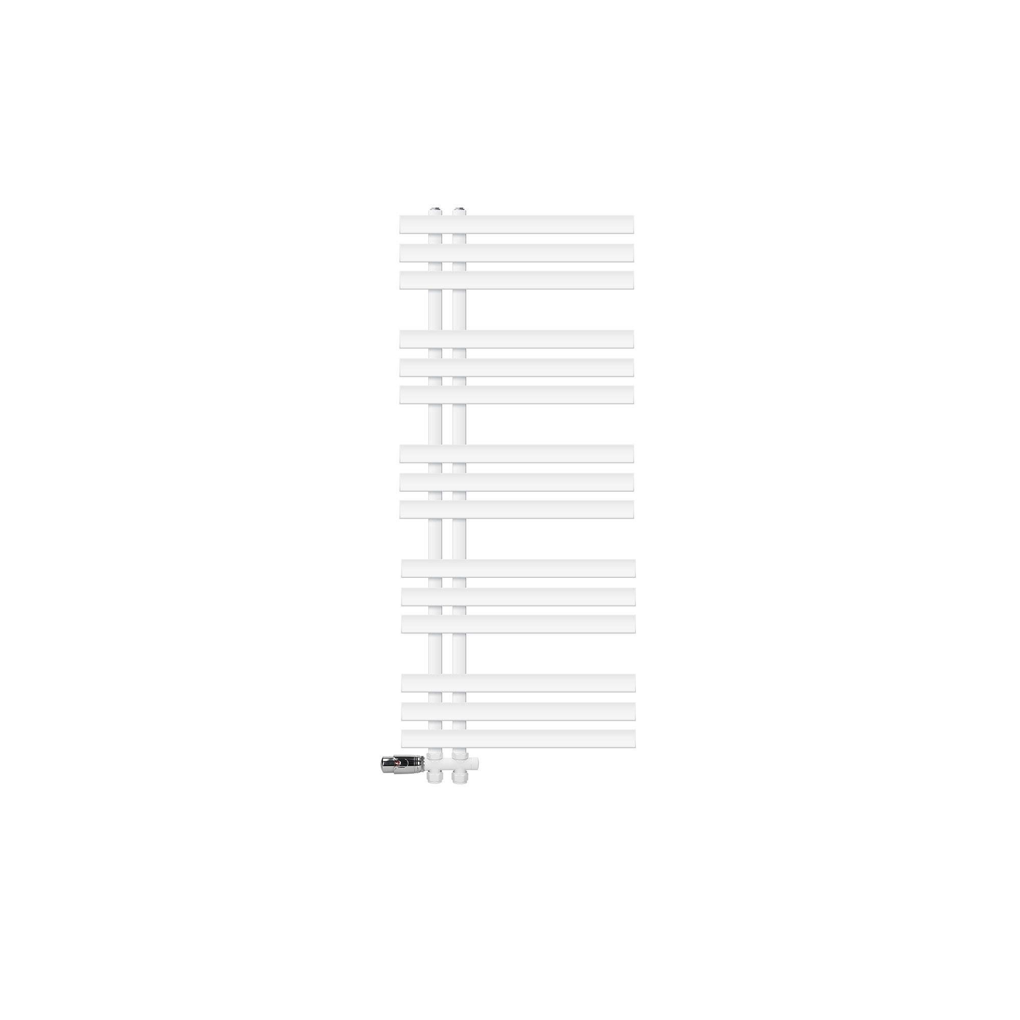 BADHEIZKÖRPER Iron EM 500x1200 mm Weiß mit Ventil Durchgang - Weiß, Metall (50/120/3cm) - LuxeBath