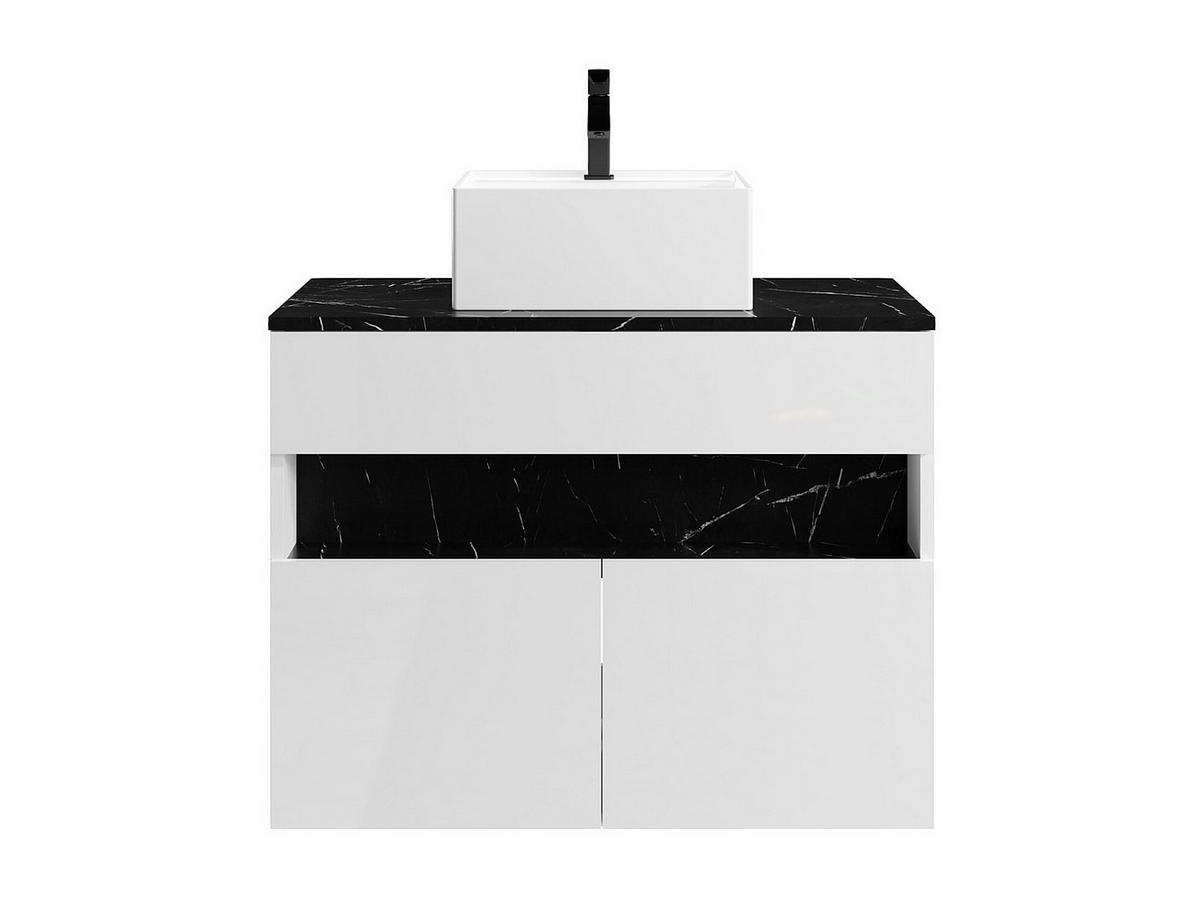 EINZELWASCHTISCH - 80cm x 46cm - MDF - schwarz, weiß - POGEZA - Schwarz, Holz (80/60/46cm) - Vente-Unique