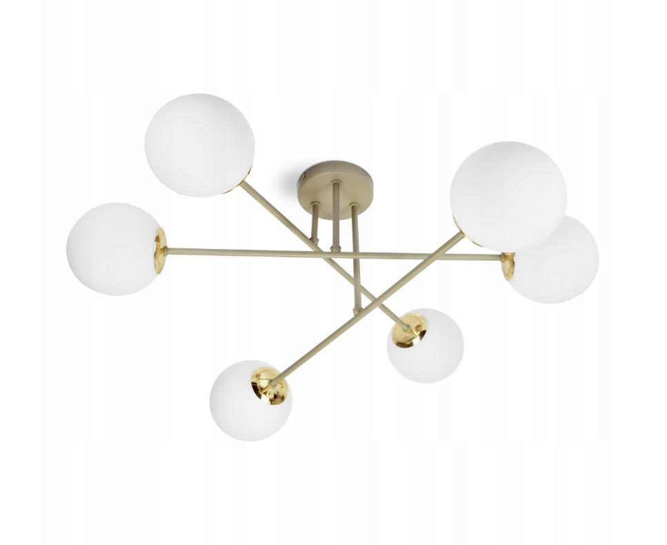 PENDELLEUCHTE ECRU II - Beige/Goldfarben, Glas/Metall (75/75/31cm) - kiki design
