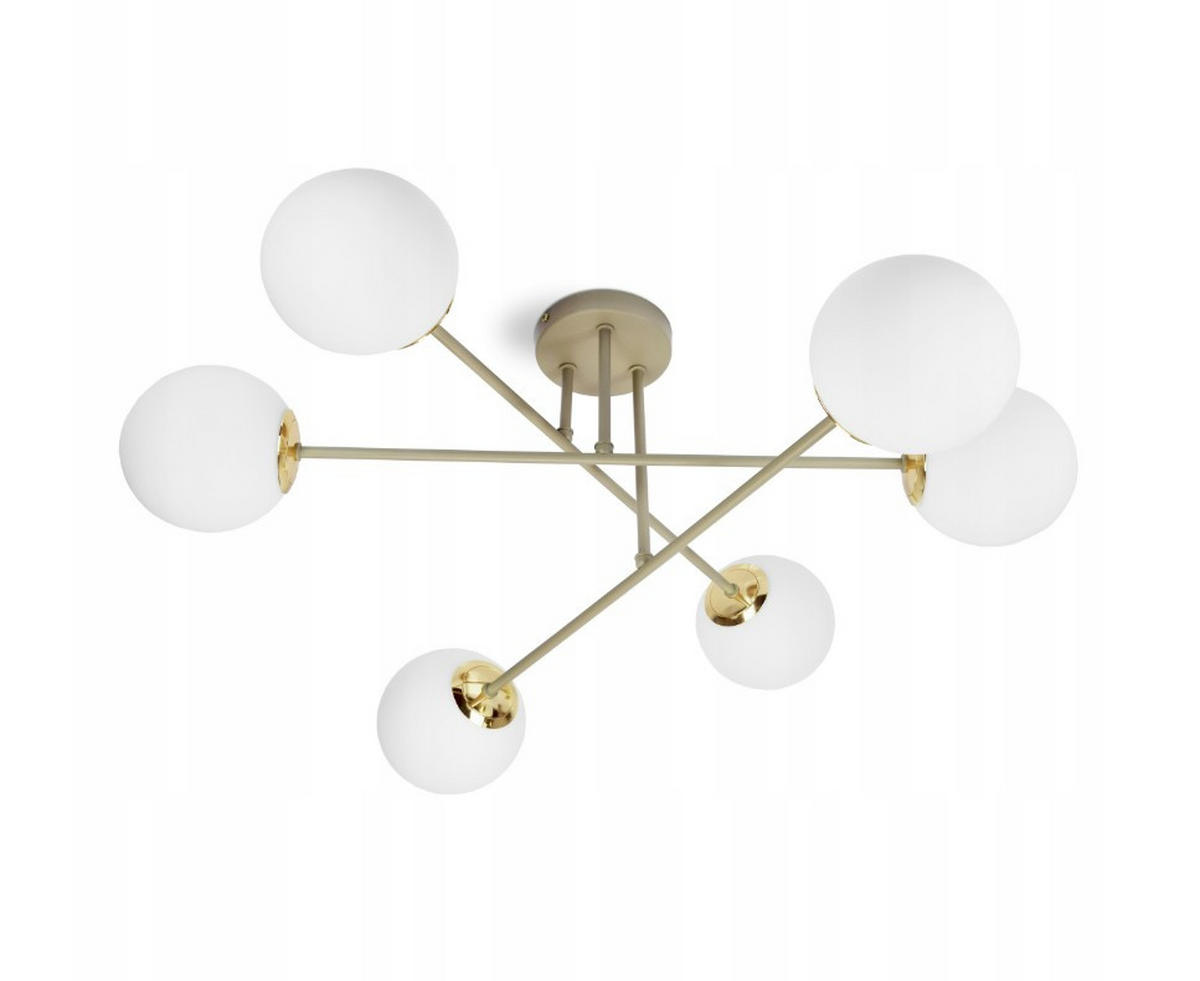 PENDELLEUCHTE ECRU II - Beige/Goldfarben, Glas/Metall (75/75/31cm) - kiki design