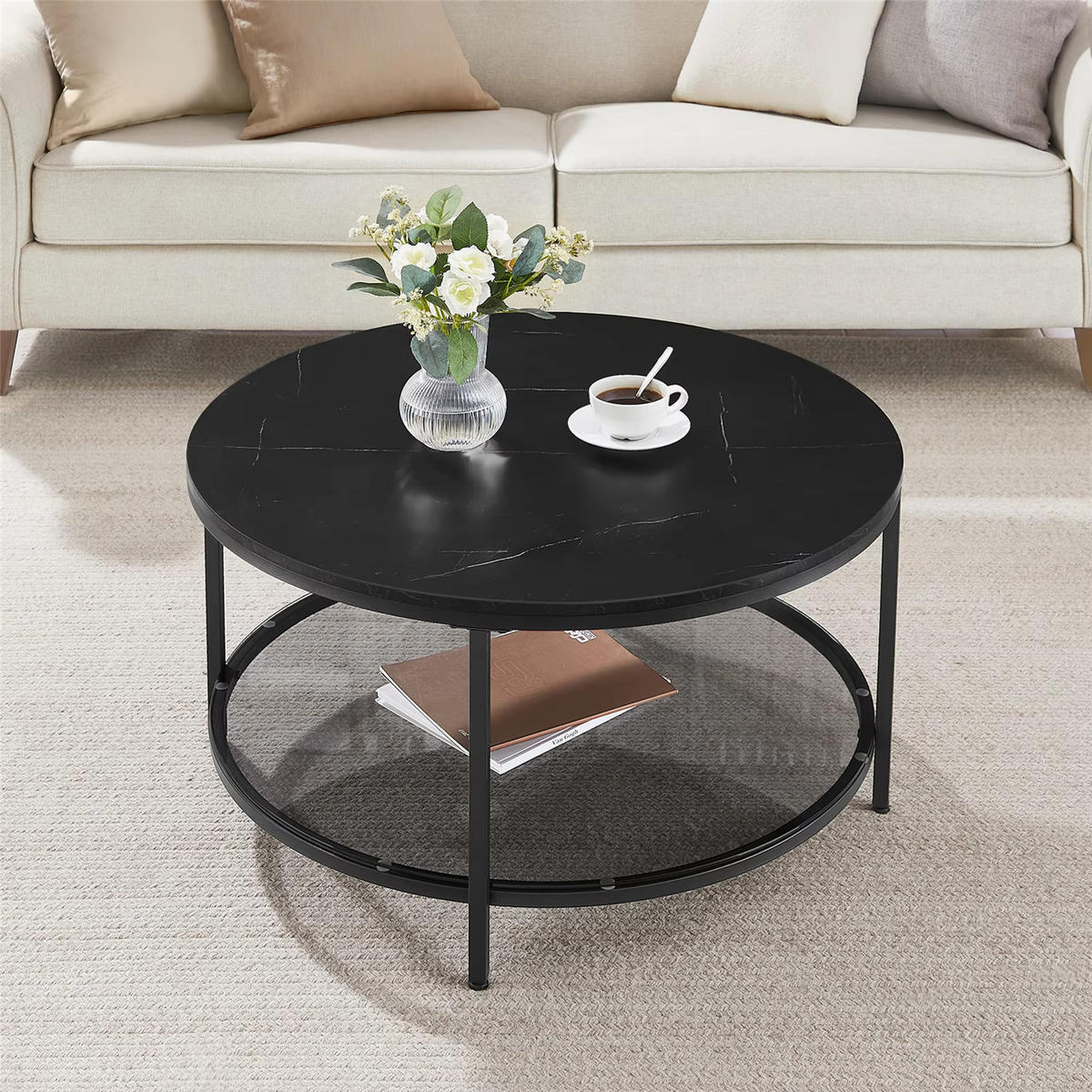 COUCHTISCH 80 cm Glas Wohnzimmertisch - Schwarz, Glas (80/80/46cm) - Kaket