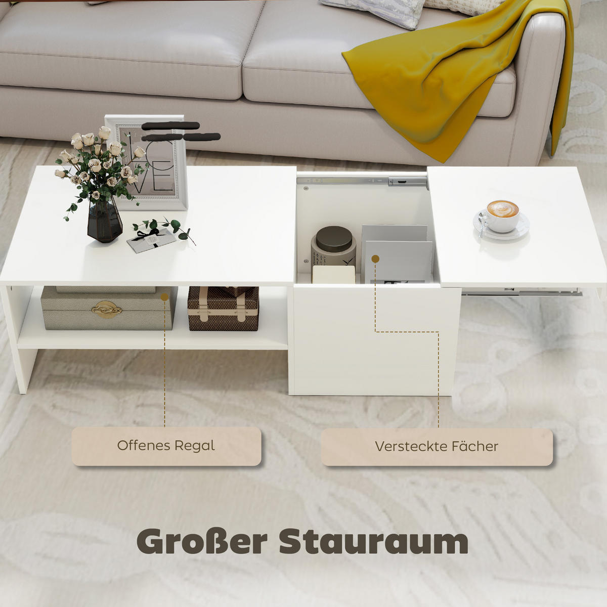 BEISTELLTISCH Weiß 1 Stück - Weiß, Kunststoff (110/52/36cm) - GiPP