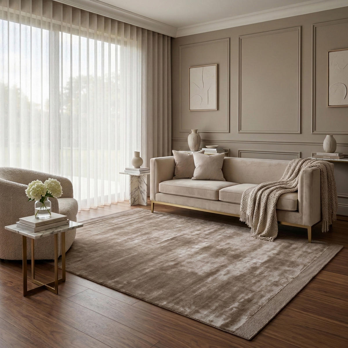 TEPPICH VISKOSE HANDGEWEBT BAMBOO 120/170 Taupe - Taupe, Naturmaterialien (120/170cm) - Consilio Concept