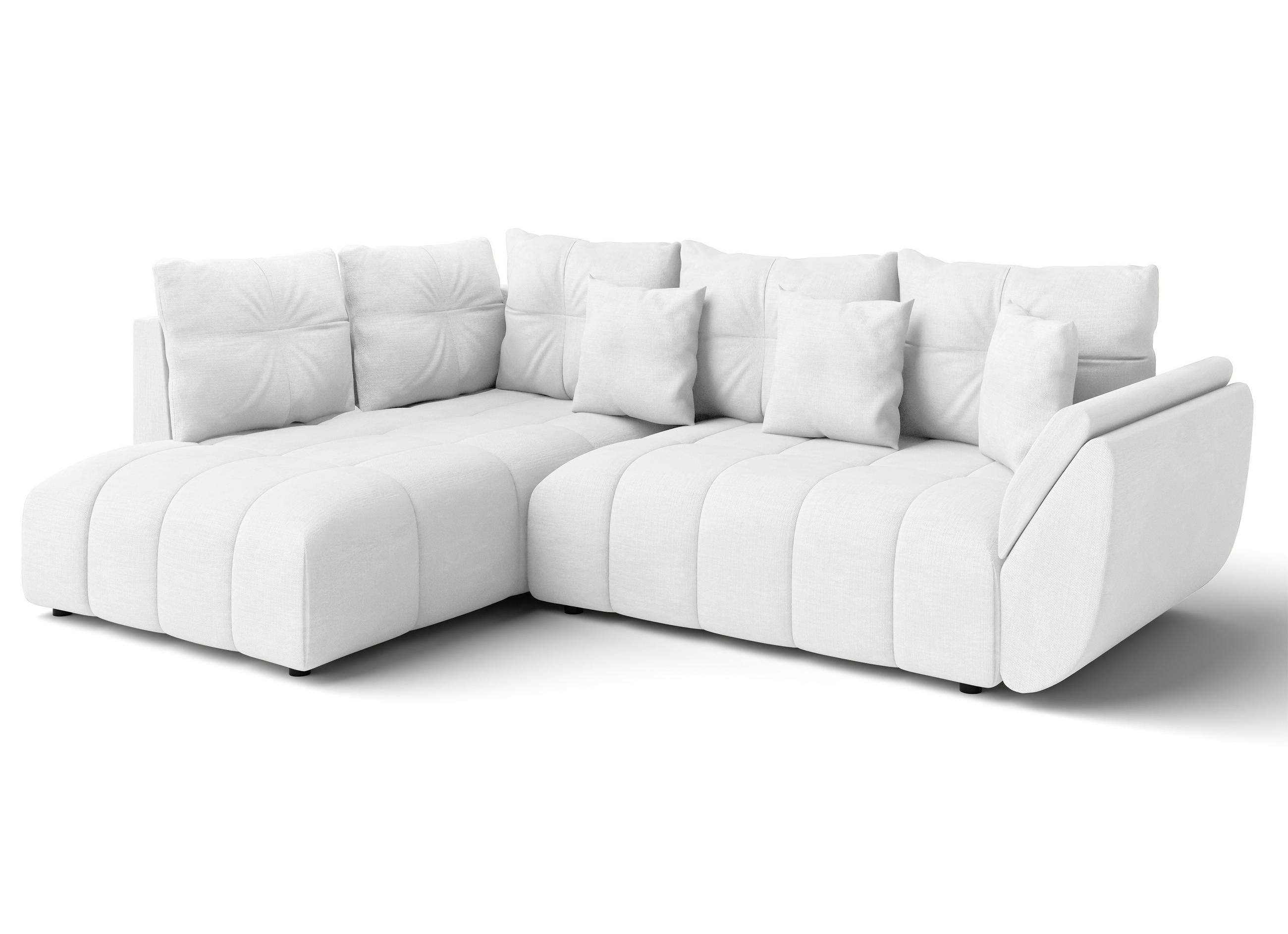 ECKSOFA L Form Corleone Weiß 266/182/91 cm mit Schlaffunktion - Schwarz/Weiß, Kunststoff/Textil (266/182cm) - AX Living