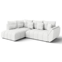 ECKSOFA L Form Corleone Weiß 266/182/91 cm mit Schlaffunktion - Schwarz/Weiß, Kunststoff/Textil (266/182cm) - AX Living