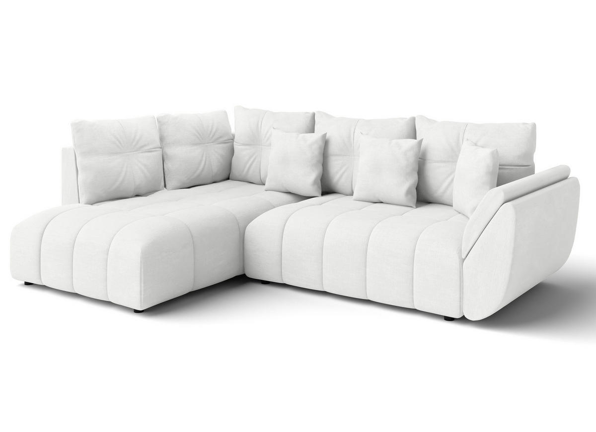 ECKSOFA L Form Corleone Weiß 266/182/91 cm mit Schlaffunktion - Schwarz/Weiß, Kunststoff/Textil (266/182cm) - AX Living