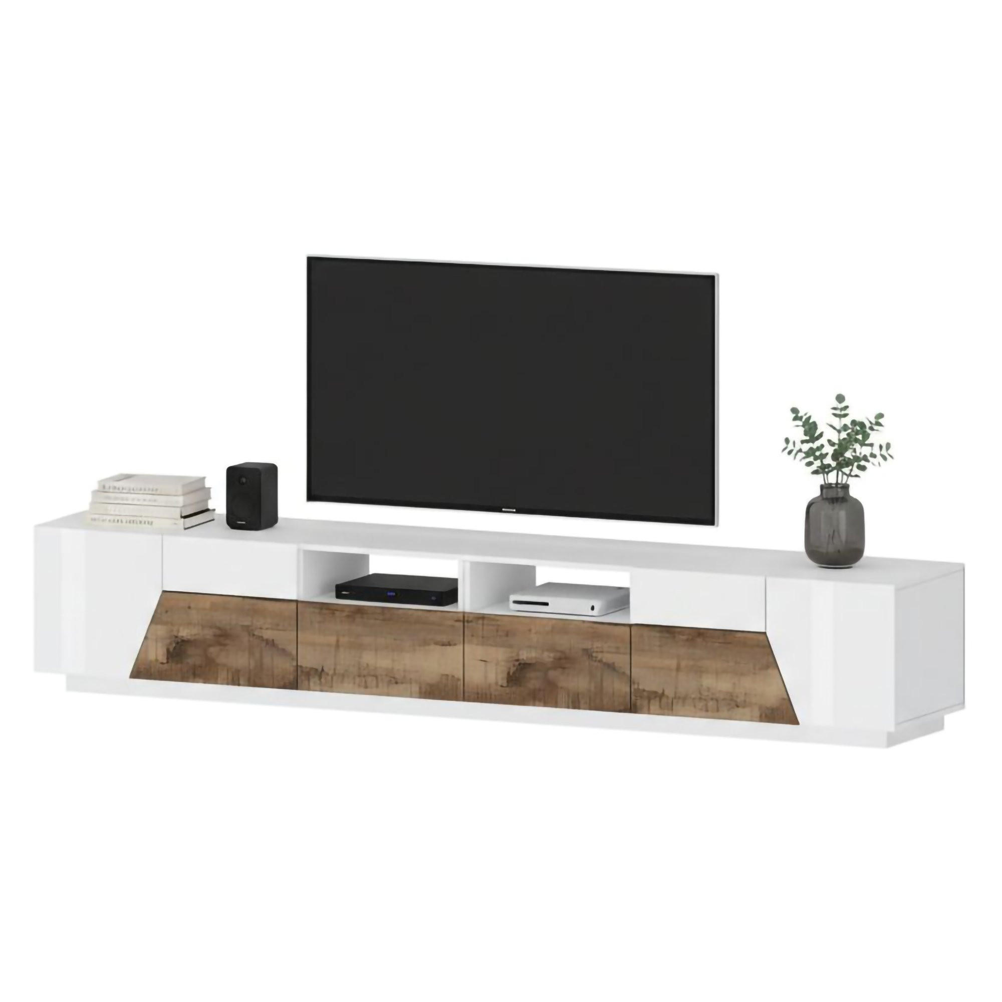 FERNSEHSCHRANK Glänzendes Weiß, Ahorn 43/260/46 cm - Ahornfarben/Weiß, Holzwerkstoff (260/46/43cm) - DMORA