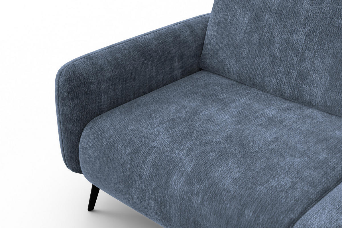 SOFA FEBE 3-Sitzer, marineblauer Chenille-Stoff - Blau/Schwarz, Holz/Textil (190/82/96cm) - Wozimo