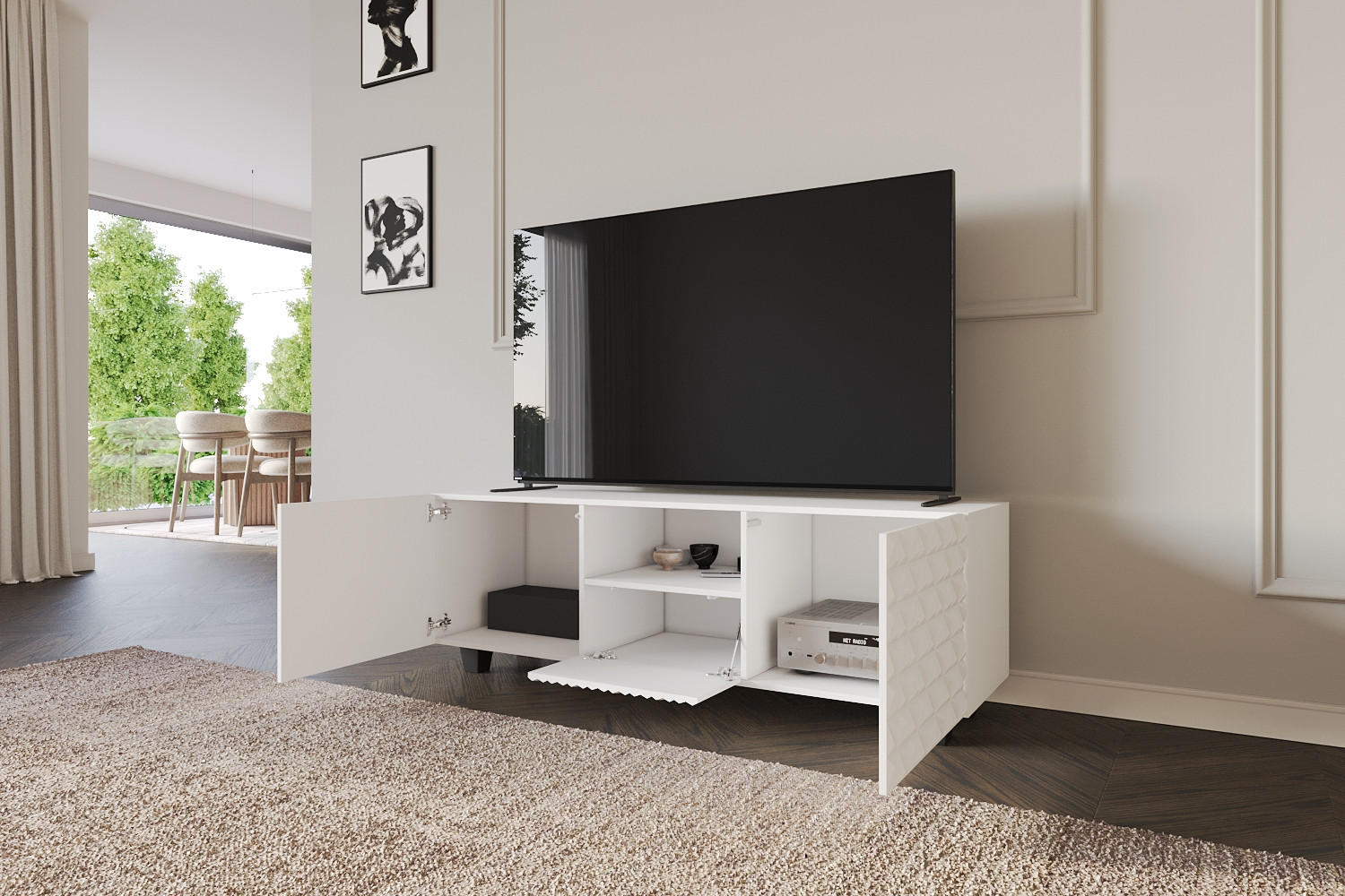 LOWBOARD VIRA-S 140x40x41 cm - Weiß - Schwarz/Weiß, Holzwerkstoff (140/50/41cm) - ALTDECOR