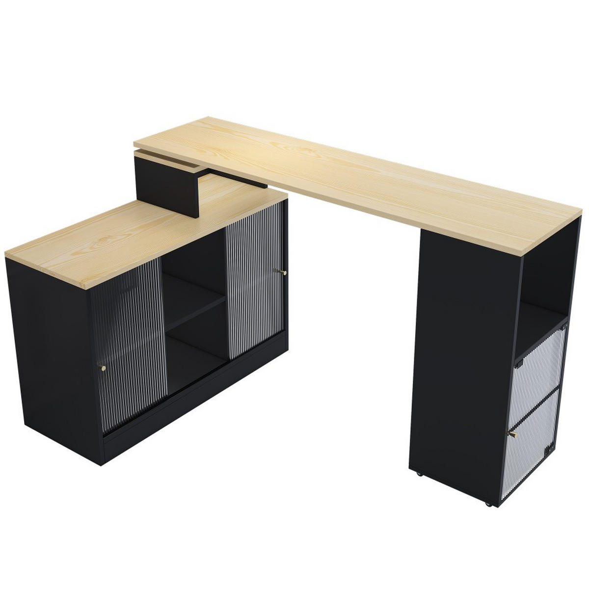 ESSTISCH in Schwarz (Ausziehbarer Klapp) mit großem Stauraum - Schwarz, Holz (120/40/75cm) - KOMHTOM