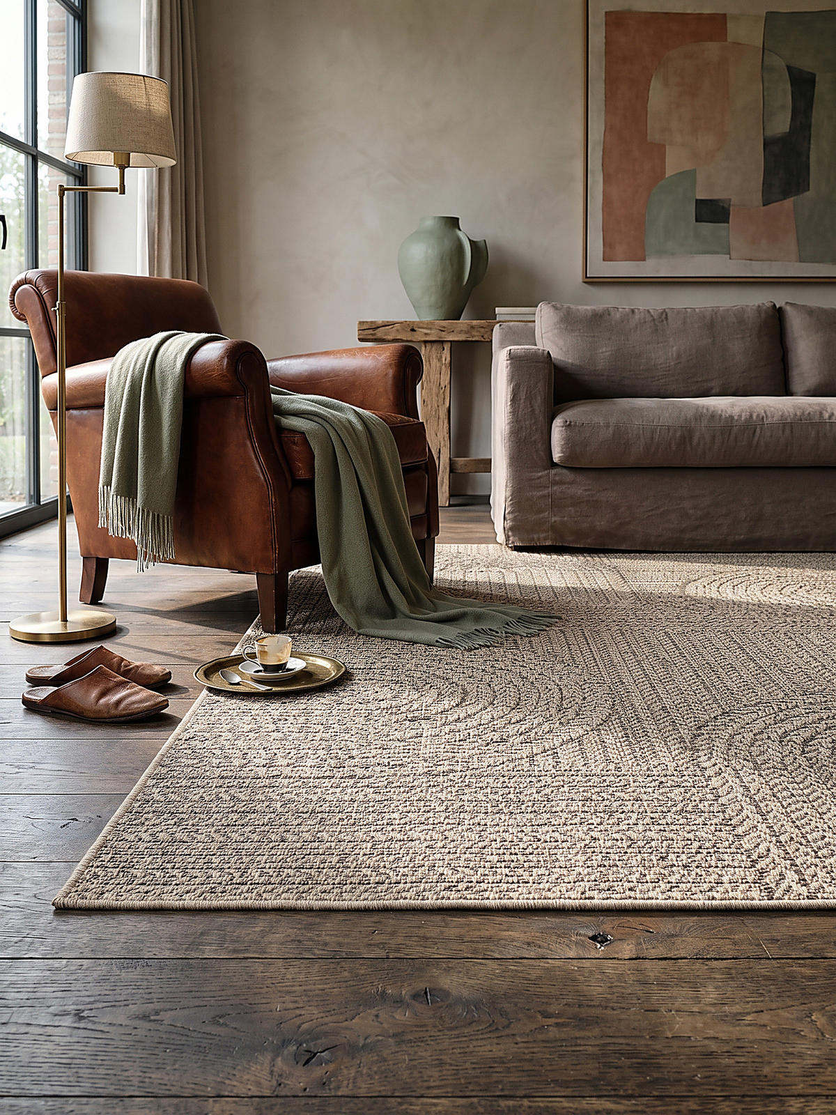 FLACHWEBTEPPICH Geometrisch CORDEV Polypropylen Natur 160 x 230 cm - Beige, Textil (160/230cm) - KADIMA DESIGN