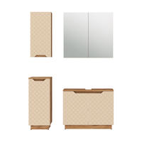 BADMÖBEL-SET Lotta Eiche/Kaschmir mit Kachelstruktur 4 Teile - Kaschmir/Eichefarben, Holzwerkstoff (79.6/62.1/32cm) - Vicco