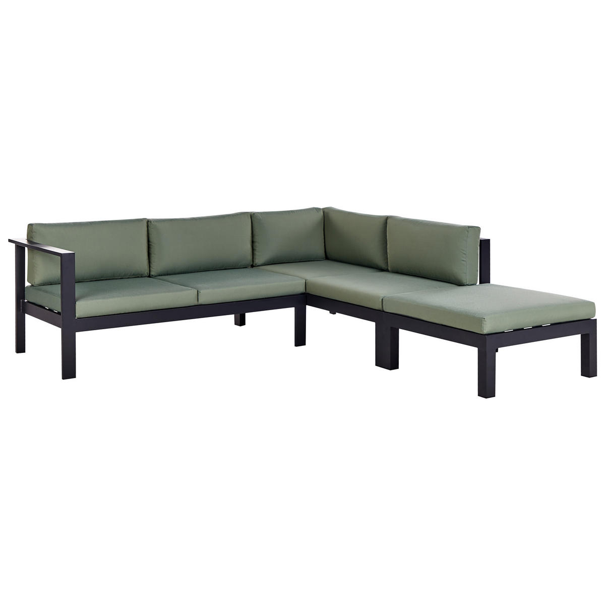 LOUNGE-SET 5-sitzer Aluminium Grün Messina - Schwarz/Grau, Metall - Beliani