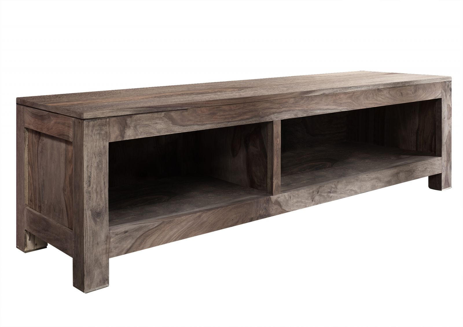TV-BOARD Sheesham 148x45x45 grau geölt NATURE GREY #0123 - Grau, Holz (148/45/45cm) - Massivmoebel24