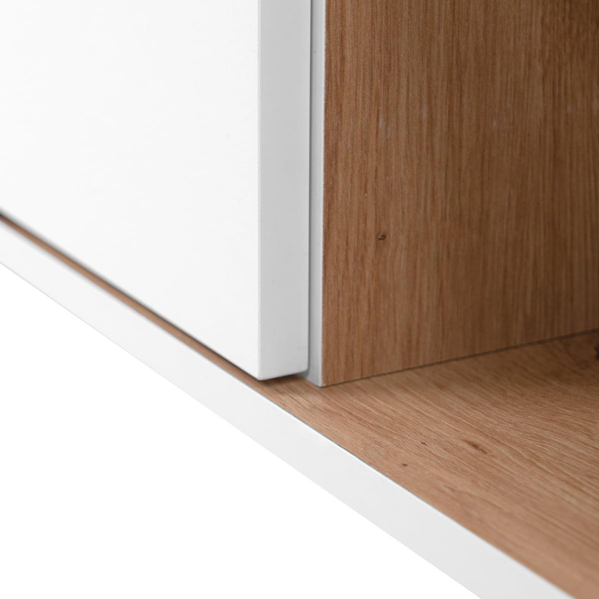 TV-MÖBEL mit 2 Türen, 2 Nischen und 2 Schubladen im Eiche Dekor B186 cm - Zamos - Weiß, Holzwerkstoff (36/59/186cm) - Calicosy