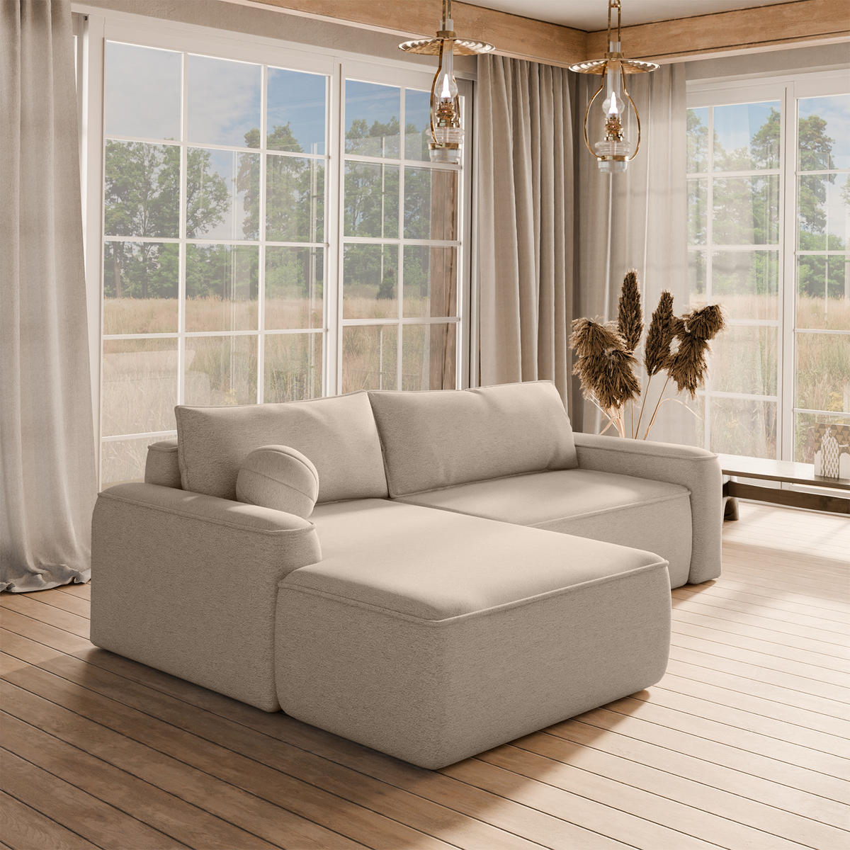 ECKSOFA OTATTI mit Schlaffunktion, Beige - Beige, Textil (245/160cm) - Fedve